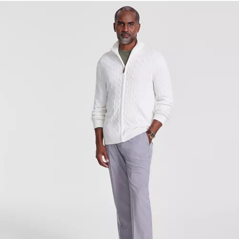 Club Room Cream Cable Knit Cardigan